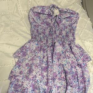 SHEIN Purple Floral Kids Casual Dress